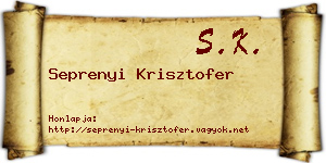 Seprenyi Krisztofer névjegykártya